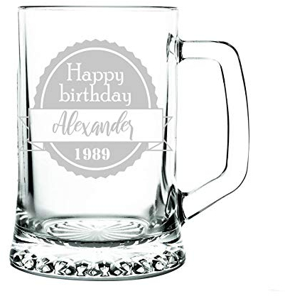 Chope de biere - personnalisation avec gravure, verre épais 1 kg (6) élégant