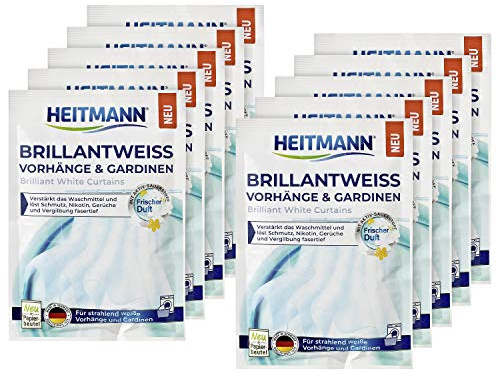 HEITMANN Brillantweiß Vorhänge & Gardinen 50g - Für strahlend weiße Vorhänge und Gardinen. 10er Pack