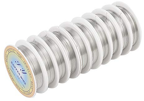 Beadthven Kupferdraht, 10 Rolle, 0,5 mm, anlaufgeschützt, silberfarben, 80 m, biegbarer Metalldraht für Schmuckherstellung, Blumen, Basteln, Verpackung, Anhänger, 8 m pro Rolle