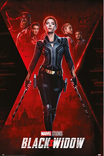 empireposter Black Widow - Marvel Film Poster - One Sheet - Größe 61x91,5 cm + 2 St Posterleisten Kunststoff 62 cm schwarz