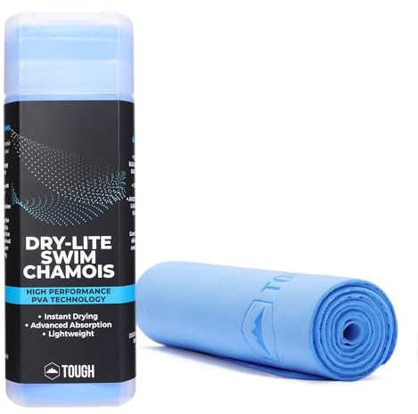 Tough Outfitters Swimming Towel - Quick Dry Swim Towel Shammy Cloth Absorber - Blue - Large - 26''x17'' (66x43 cm)