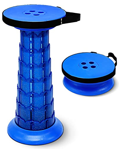 Celesdy Adjustable Retractable Portable Collapsible Folding Stool，Compact Telescoping Stool for Adults Heavy Duty with Load Capacity 770 lbs, Chair Camping Travel Hunting (Blue), HX20210818
