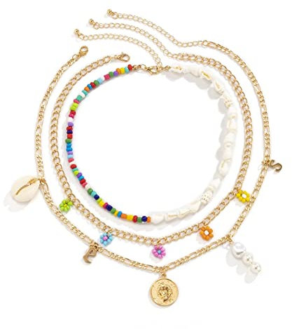 Stfery Muschelkette Vergoldet, Halskette Quaste Shell Daisy Quaste Perlen Sommerschmuck Am Meer Frauen Schmuck