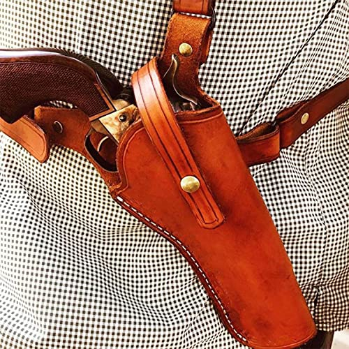 Haiqings Universelles verstecktes Leder-EIN-Schulter-Pistolenholster, mittelalterliches Leder-Schulterholster, Revolver-Pistolenhalter Burning Man Harness Jagdtasche für Cosplay-Kostüm,Orange