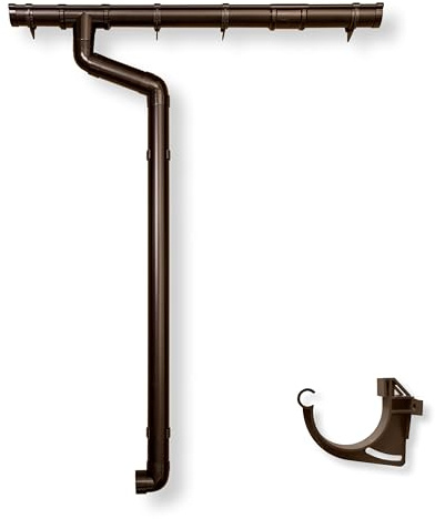4 Home & Garden Dachrinnen Set | Flachdach Pultdach (1-Seite) bis 300cm | Halbrundrinne 65mm Kunststoff Fallrohr DN60 in 3 Farben | Regenrinnen Komplettset | Braun Weiss Anthrazit (Braun)