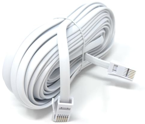 DRUT 15m BT to BT 6 Wire (631A) Male to Male Plug Telephone Flat Cable Lead (50ft)