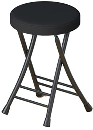 MMOU Sgabello Pieghevole Compatto con Seduta Imbottita e Robusto Telaio in Metallo per Comfort e Durata Aggiuntivi. (Color : Black)