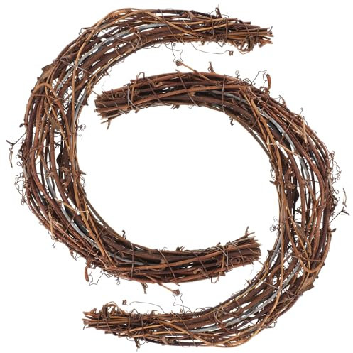 Homoyoyo 2pcs Moon Shape Rattan Wreath, Moon Grapevine Wreath Rings Wooden Vine Dried Branch Wreath DIY Rattan Vine Branch Easter Wreaths for Front Door,Home Wedding Party