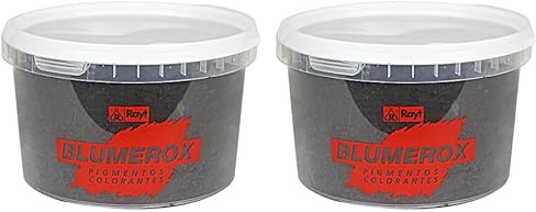 Rayt 1188-81 Blumerox Polvo para Interiores y Exteriores Cemento Blanco o Gris, Cal y Yeso. Altísimo Poder colorante. Pigmentos de Primera Calidad. Color Negro 10, 750gr (Paquete de 2)