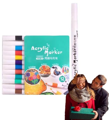 Acrylfarbenmarker | Acrylfarben Malstifte | Glasmalstifte in lebendigen Farben, wasserfeste Malmarker für Stein, Glas, Stoff