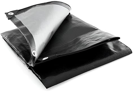 Heavy Duty Black Tarpaulin 2 x 3 m - 235 GSM Waterproof Cover with Rubber Reinforced Corners - Extra Strong UV Resistant Ground Sheet for Camping, Garden Furniture, Car, Construction, Outdoor Use