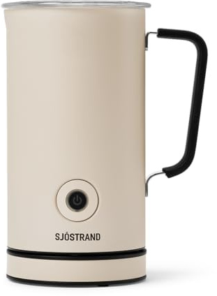 Sjöstrand Coffee Elektrischer Milchaufschäumer - Edelstahl, Für Heiße & Kalte Milch, Antihaftbeschichtet (Matt Beige)