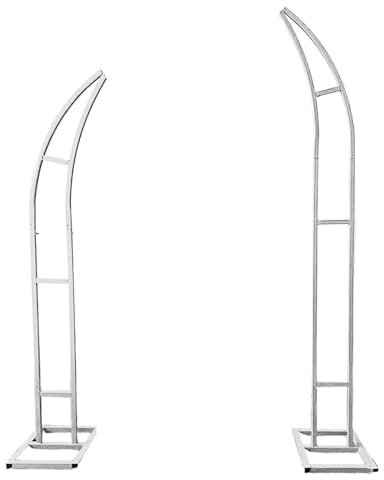 UIHECTA Metal Half Moon Wedding Arch, Balloon Arch Backdrop Stand, 2pcs Curved Wedding Arch Backdrop Stand, with Rectangular Base, for Ceremony Birthday Party Bride Baby Shower,White,1.5m+1.8m