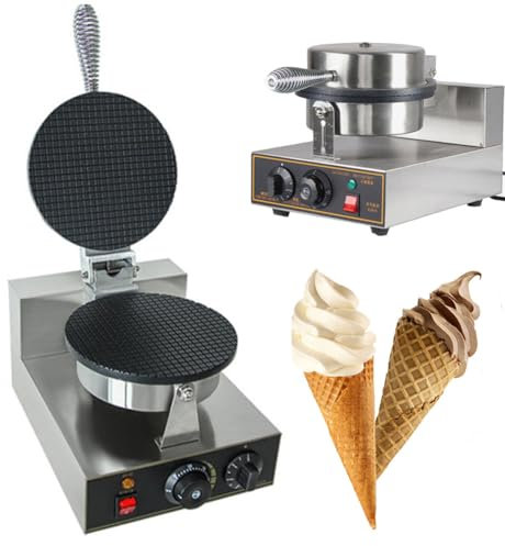 ZbOLi Commercial Electric Egg Roll Machine, 1200W Stainless Steel Waffle Cone Maker Machine with Temperature Control & Time Adjustable, Crispy Omelet Mold Crepe Baking Pan, for Bakery Snack Bar A