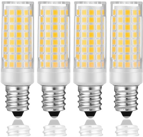 KUNKA Ampoule LED E12 5W, 50W Équivalent, ampoule halogène E12,AC220V-240V pour, hotte aspirante, machine à coudre, lampes de table, appliques murales, plafonniers (Blanc Chaud 3000K, 4 Pièces)
