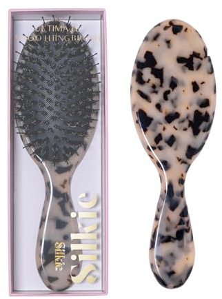 Silkie Acetate Resin Ultimate Smoothing Boar Bristle Brush Shine Detangling Straightening Gloss Natural Wigs Hair Extensions Slick Polish Curly Fine Straight Thick Hair Frizz Ergonomic (Tortoiseshell)