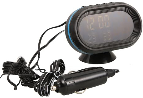 OSOLADY Thermomètre Numérique Pour Voiture Avec Horloge Et Affichage De Tension Appareil Pratique Pour Température Intérieure Extérieure Et Tension De Véhicule Installation Facile