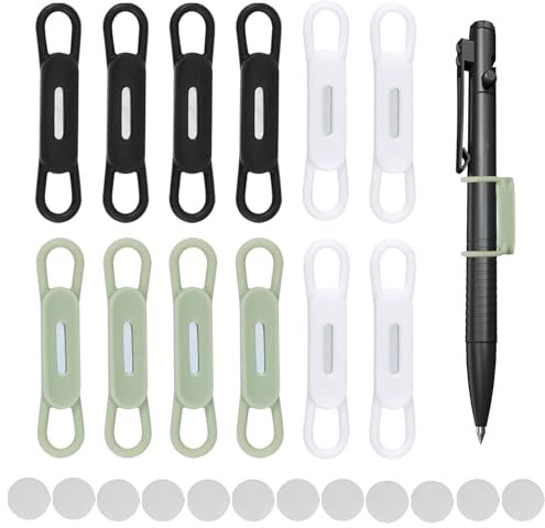 12 Stück Magnetische Silikon Stifthalter Clips, Tragbarer Stifthalter Silikon,Verstellbarer Stiftschlaufe Starke,Mehrfarbig silikon Magnetischer Bleistifthalter für Kühlschrank Whiteboards(3 Farben)
