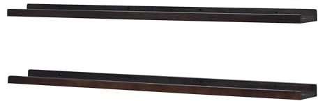 PHOENANCEE EstanteríA para Fotos De 120 Cm De Altura con DiseñO De Labios, Estante para CalefaccióN, Estante Decorativo Largo Y Flotante, Juego De 2, Nogal