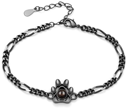 GBTROEY Personalisierte Foto Armband benutzerdefinierte Hund Pfote Armband mit Bild innerhalb Foto Projektion Haustier Gedenkschmuck für Frauen Männer