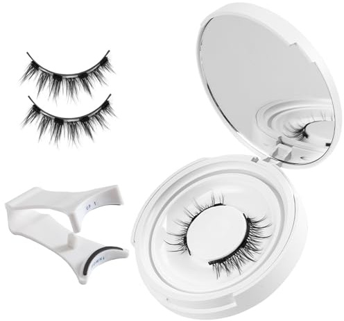 Menibeuty 1 paire Réutilisables Faux Cils Magnetique Naturel, Cils Magnétiques Aimant Yeux de Biche Magnetic Eyelashes Faux Cils, Magnetic Lash Clusters avec Applicateur et Petit Miroir