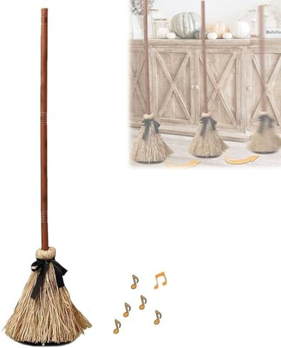 Genérico Escoba De Bruja Flotante | Escoba Embrujada | Escobas Danzantes Embrujadas Flotantes Y Móviles Halloween con Sonido Espeluznante,Escobas Animadas De Brujas Danzantes En Movimiento Halloween