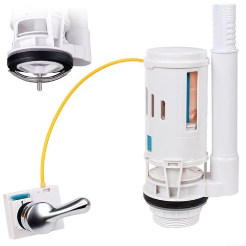 Kit de rechange pour réservoir de chasse d'eau double chasse d'eau avec tube de trop-plein et levier, bouton poussoir de 5,1 cm, joint réglable, compatible avec la plupart des systèmes de réservoir de
