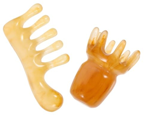 Gogogmee Massagekamm 2 Stück aus Kunstharz und Bienenwachs mit Sanfter Textur Runder Form für Kopf und Nackenmassage zur Komfortablen Kopfhautpflege im Alltag