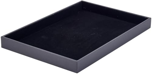 Beebeecraft Bandeja de Terciopelo para Joyas Bandeja de Madera Recubierta de Negro Organizador de Joyas Apilable para Collares Pulseras Anillos Y Relojes.
