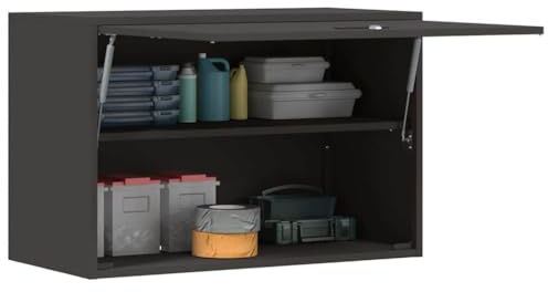 vidaXL Wandschrank für die Garage mit Gasdrucklift-Tür Schwarz