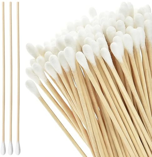 200 Piezas Bastoncillos Algodón,15cm Hisopo Algodón Puntiagudo, Hisopo Algodón Cabeza Redonda,Bastoncillos Algodón con mango,Cuidado e Higiene Calidad Algodón,Para Cosmética