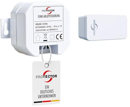 PROTECTOR ASK-6020 Kabellose Dunstabzugssteuerung – Fensterkontaktschalter für Dunstabzugshauben – Neuer batterieloser kinetischer Sender – Kein Magnet – 100 m Funkreichweite - Einbauvariante