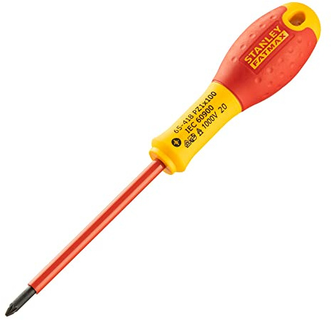 STANLEY 0-65-418 Tournevis Isolé Pz1 100 Mm - Gamme FATMAX - Fabriqués En France - Lame En Acier - Revêtement Polyamide Anticorrosion - Poignée Soft Grip - Liaison Quasi Incassable