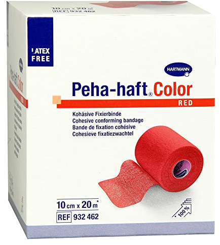 HARTMANN 9324622 Peha-haft Color Kohäsive Elastische Fixierbinde, Rot, 10cm x 20m