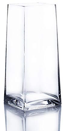 WGV Tapered Glass Vase, Width 5, Height 9, (Multiple Sizes Choices) Clear Taper up Block Floral Planter Bouquet Centerpiece for Wedding Event Home Decor, 1 Piece (VTB8310)