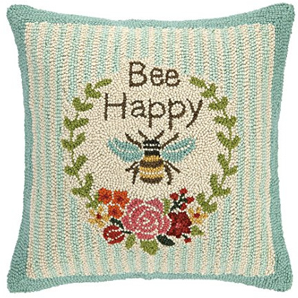 Suzanne Nicoll Secret Garden Bees Hook, 18x18 Throw Pillow