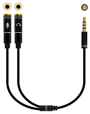 CABLE ADAPTADOR AUDIO NANO CABLE JACK 3.5/M - 2XJACK 3.5/H 30CM NEGRO