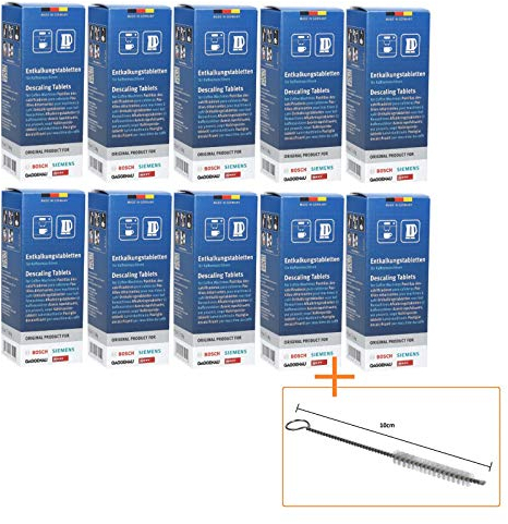 LUTH Premium Profi Parts cepillo de limpieza y 10 x 6 pastillas desincrustantes Siemens para la máquina de café Tassimo 00311864 311864 TZ60002