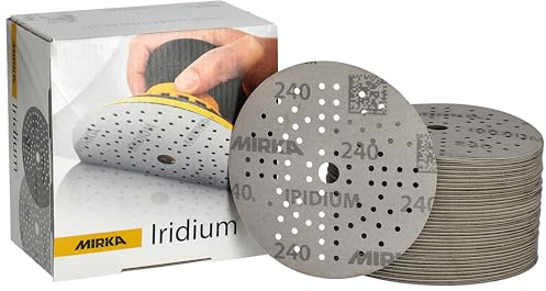 Mirka Schleifpapier Iridium Ø 125 mm Klett 89-Loch Korn 240 100 Stk | Premium-Schleifpapier Korn 240 ideal für Lack Spachtel Grundierung Holz Stahl Mineralwerkstoffe Kunststoff