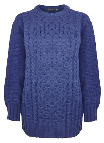 Generation Fashion Nouveau Chandail Femmes Tricoté Aran Manches Longues Col Ras-du-cou Pullover Top 8-30, bleu marine, 52-54 Grande taille