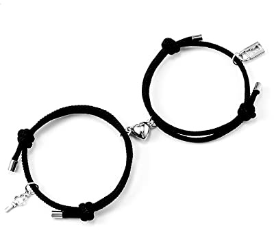 VU100 2 pulseras magnéticas para parejas con imán pulsera con cerradura con llave a juego, pulsera trenzada de la amistad pulsera ajustable para hombres y mujeres, regalo para el mejor amigo