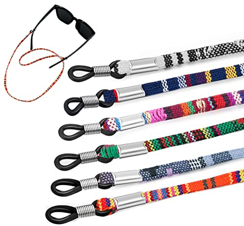 Borsgye 6 Stück Geflochtenes Brillen Kette Halter Grobe Baumwolle Brillenband Sonnenbrille Brillen Kette Sport Brillen Schnur Glassgurt Lesebrille Brillenbänder