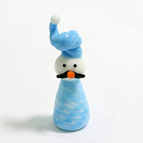 LiuliuBull Figurines de Bonhomme de Neige en Verre à la Main GNOME Figurines for Enfants Lovely Mini Noël Art Ornament Accessoires de décoration (Color : Blue, Size : About 4.5cm)