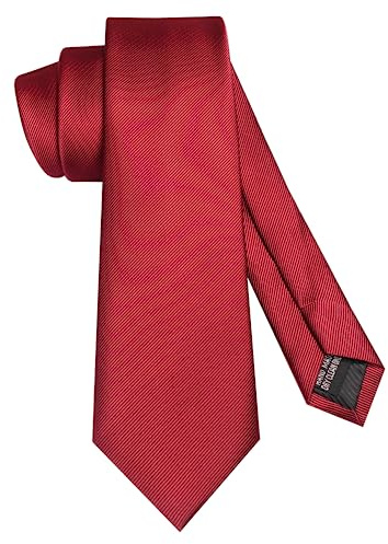 JEMYGINS Corbata de seda de 7 cm para hombre para negocios y bodas, granate, M