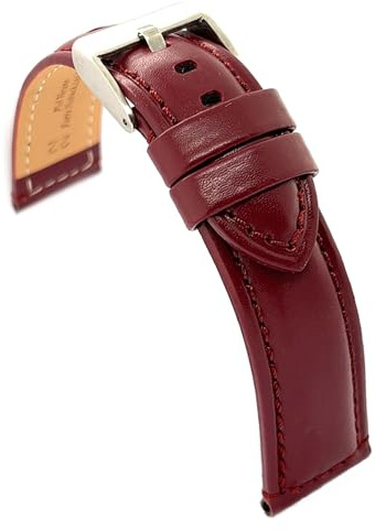 Diloy Bracelet montre cuir bombé sport 363 | Bracelet cuir bovin homme ou femme, style classique élégant, 5 mm, doublure hypoallergénique, changement rapide ou outils