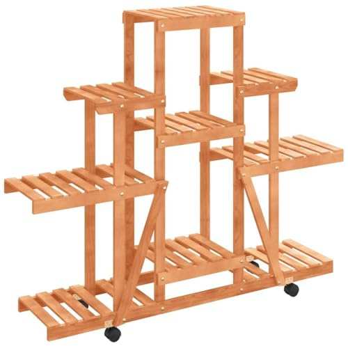vidaXL Blumenständer mit Rollen 110x25x101 cm Massivholz Tanne
