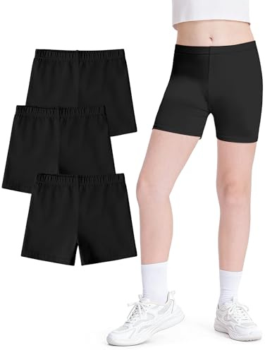 Witwot 3 Pack Girls Cycling Shorts Cotton Short for Teens Kids Dance Bike 5-14 Years