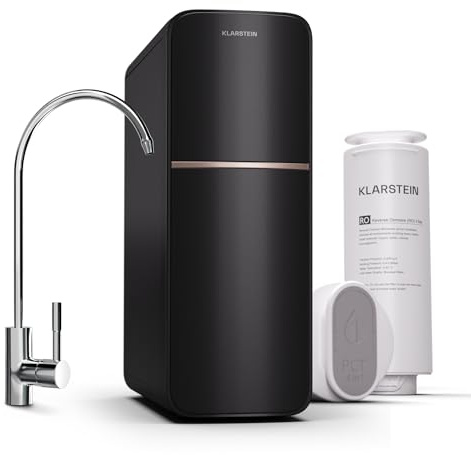 Klarstein Osmoseur Eau Potable, Système de Filtration d'Eau par Osmose Inverse Maison, 800GPD Filtre Osmoseur Inverse Domestique 99.99% Pureté, Filtration 5 Etapes, Installation Rapide, Sans Réservoir