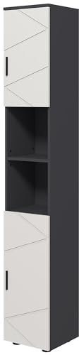 kleankin Slim Bathroom Cabinet, 183cm Tall Bathroom Storage Cabinet with Soft Close Doors, Open Compartments and Adjustable Shelves, Grey