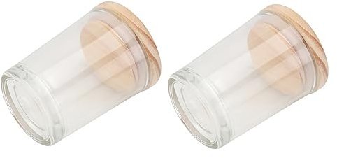 NUOBESTY Tarro Para Vela Diy Transparente 2 Unidades Tapa De Madera Vaso De Vidrio Para Vela De Aromaterapia Uso Para Hogar y Relajación